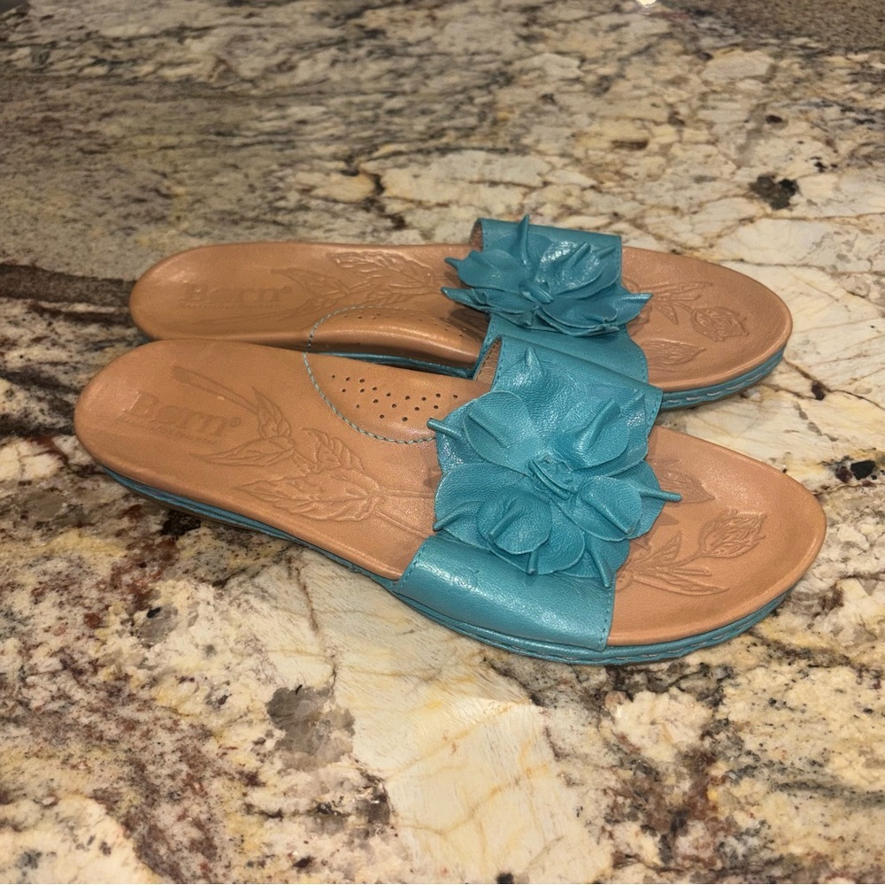 b.o.c. Teal Floral Slide Sandals - Picture 4 of 9
